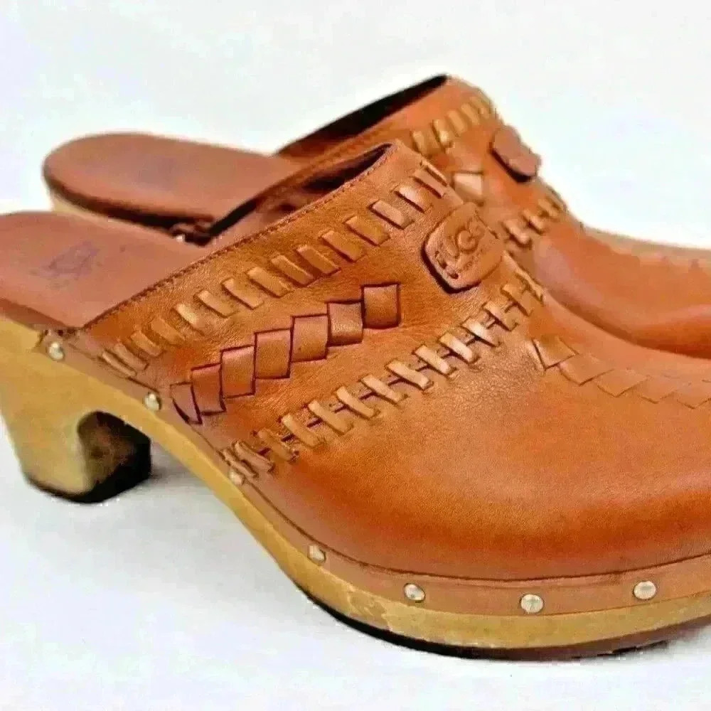 UGG Tan Leather Mules